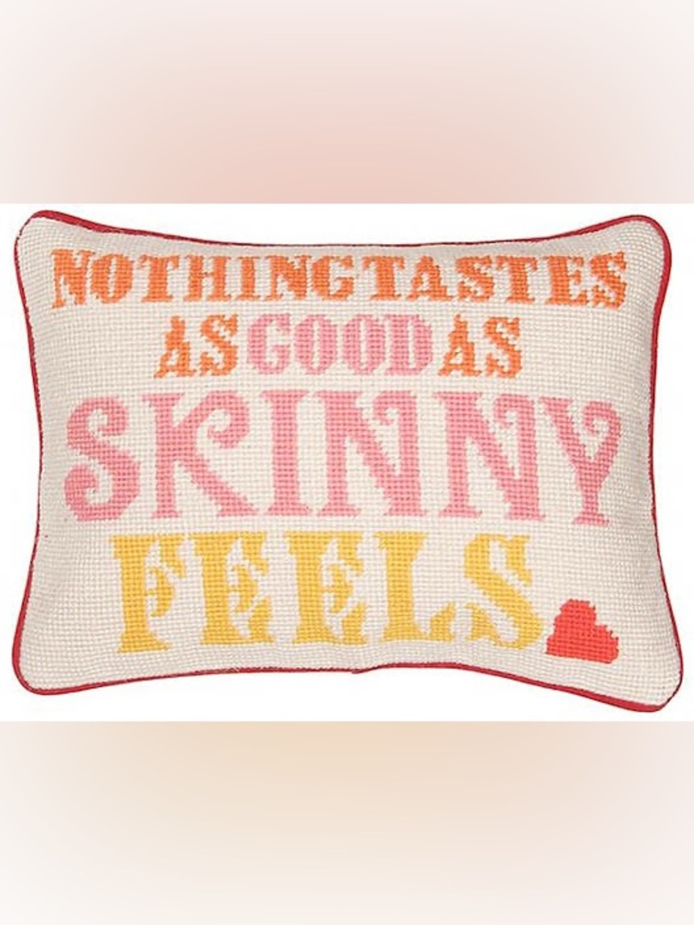 Jonathan Adler Needlepoint Pillow NOTHING TASTES AS GOOD AS SKINNY FEELS